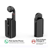 Mini Wireless Bluetooth Car Earphone with Mic - Business Driving - White - Low Angle