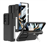 For Samsung Galaxy Z Fold4 5G Magnetic Leather Flip Case With Holder - Blue