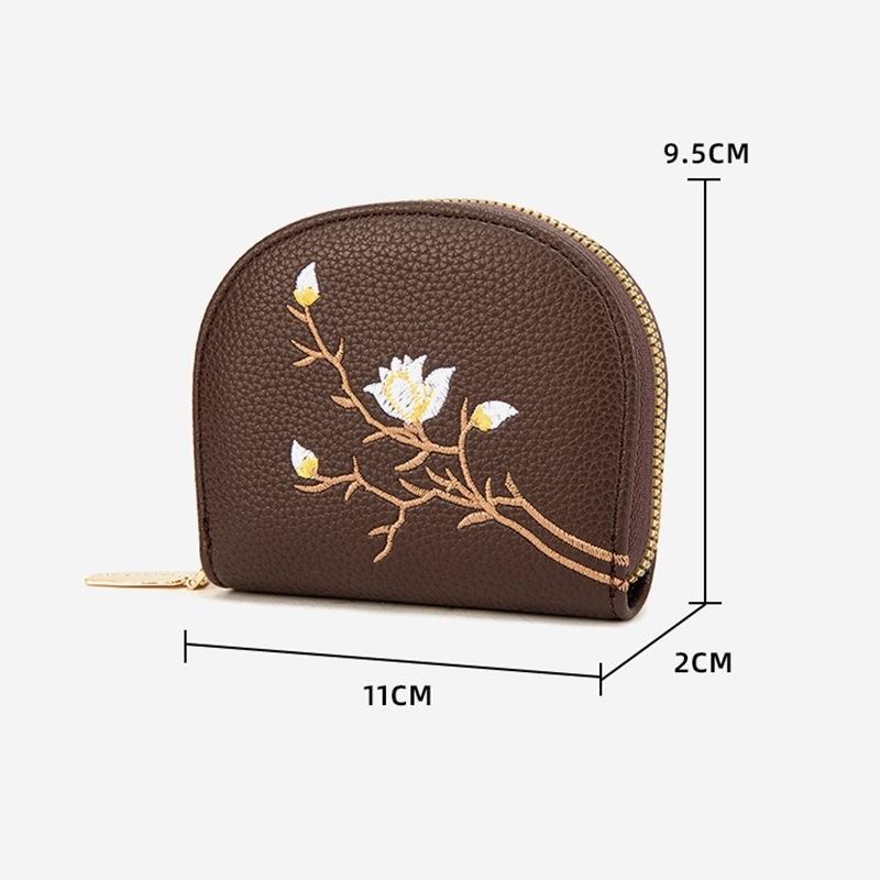 Large Capacity Semicircular Embroidery Id Card Holder - Pink