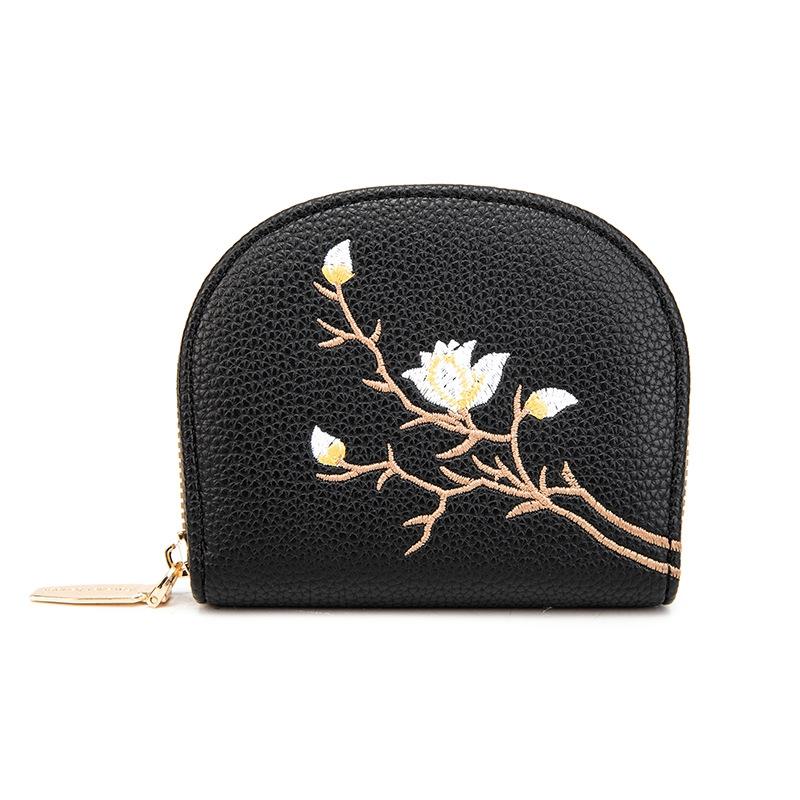 Large Capacity Semicircular Embroidery Id Card Holder - Pink