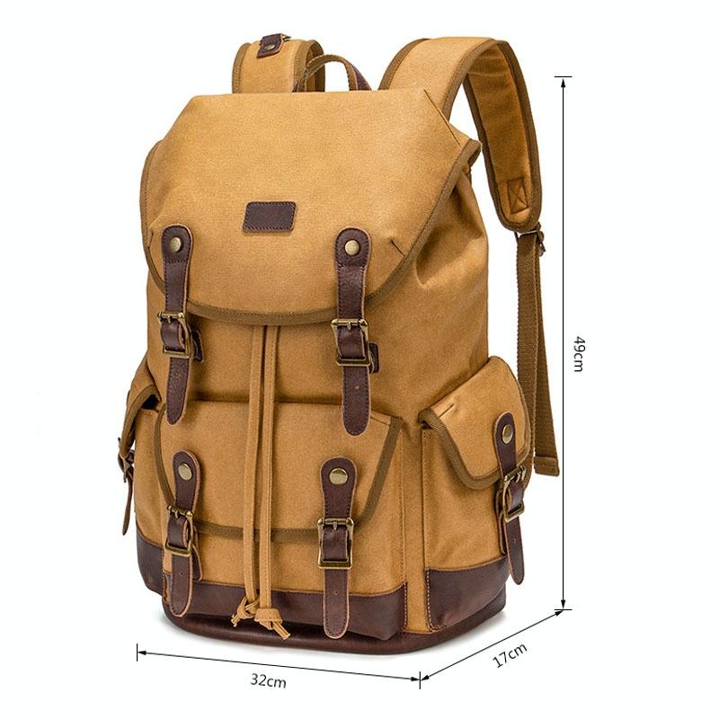 Travel-ready Retro Canvas Backpack - Spacious Design - Black