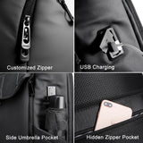 Waterproof Anti-Theft Laptop Backpack For Daily Work And Business - 15.6 Inch - Grey - Close-Up Angle