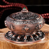 Medium Eight Treasure Incense Burner Decoration - Perfect for Home - Pale Red - Side View