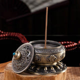Medium Eight Treasure Incense Burner Decoration - Perfect for Home - Pale Red - 45-Degree Angle