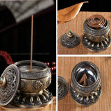 Medium Eight Treasure Incense Burner Decoration - Perfect for Home - Pale Red - Rear View