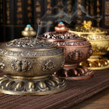Medium Eight Treasure Incense Burner Decoration - Perfect for Home - Pale Red - Close-Up Angle