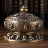 Medium Eight Treasure Incense Burner Decoration - Perfect for Home - Pale Red - Low Angle