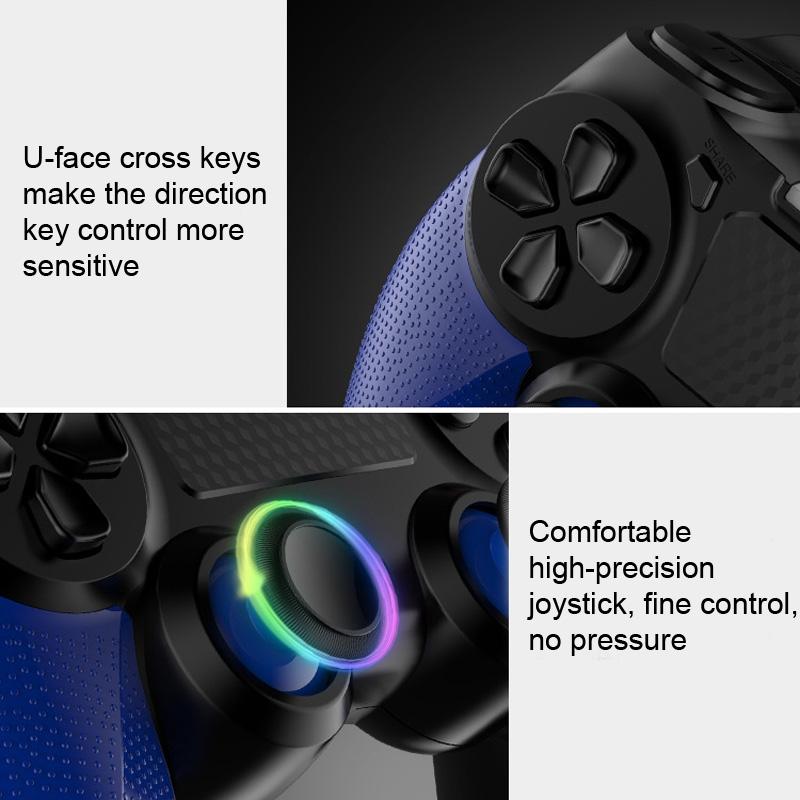 Wireless Bluetooth Gamepad for Ps4 - Dual Vibration Touch Screen Light Audio - 2 Pcs - Blue