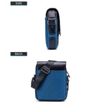 Men Leather Diagonal Shoulder Bag Multi Function - Navy Blue