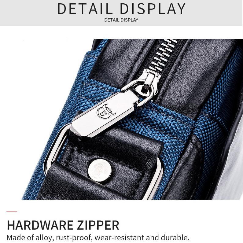 Men Leather Diagonal Shoulder Bag Multi Function - Navy Blue