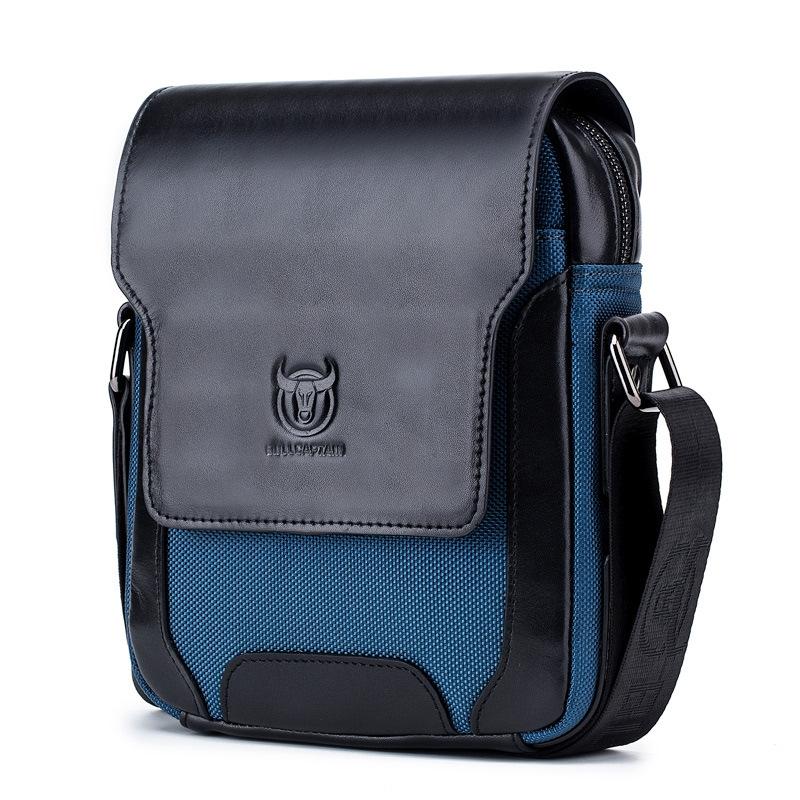 Men Leather Diagonal Shoulder Bag Multi Function - Navy Blue
