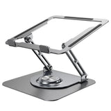 360 Degree Rotating Laptop Stand - Foldable Aluminum Bracket - Silver - Front View