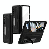 For Samsung Galaxy Z Fold4 5G Telescopic Hinge Foldable Phone Case With Stand - Black