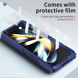 For Samsung Galaxy Z Fold4 5G Telescopic Hinge Foldable Phone Case With Stand - Black