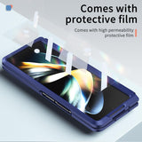 For Samsung Galaxy Z Fold4 5G Telescopic Hinge Foldable Phone Case With Stand - Black - Top-Down View