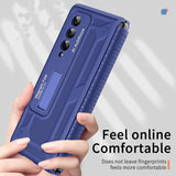 For Samsung Galaxy Z Fold4 5G Telescopic Hinge Foldable Phone Case With Stand - Black - Rear View