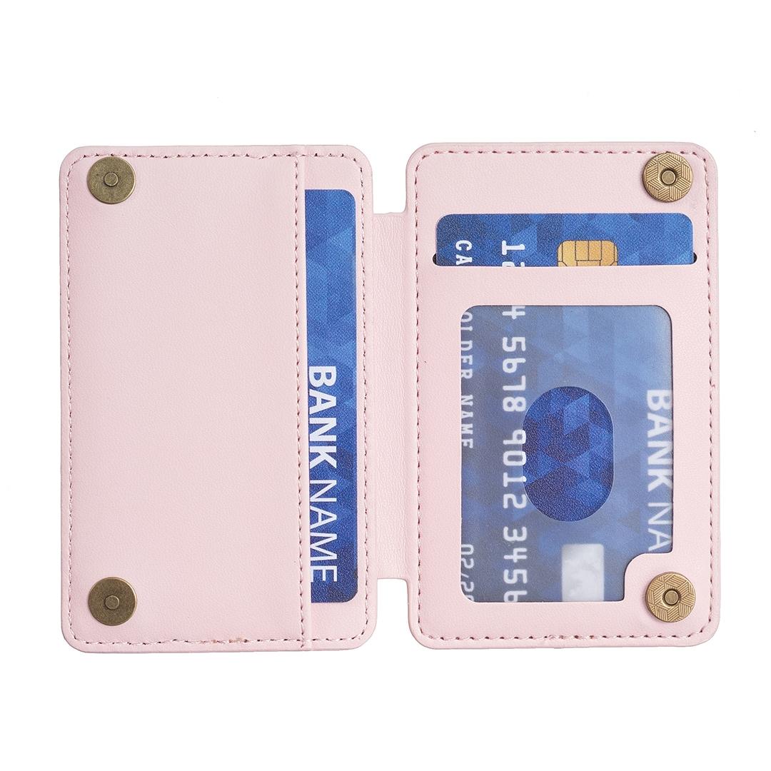 Grid Pattern Card Bag Sticker For Mobile Phones - Pink