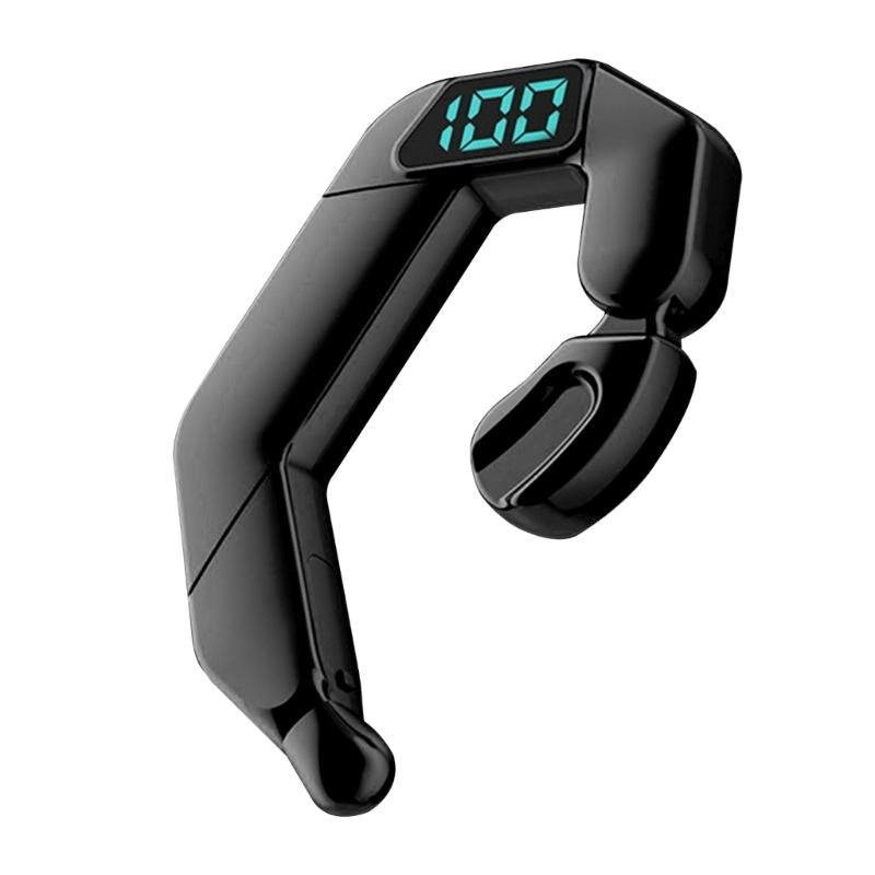 Digital Display Bone Conduction Bluetooth Headset - Sporty Design - White