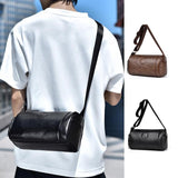 Waterproof Men Crossbody Backpack Large Capacity - Brown - Side View