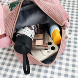 Striped Velvet Crossbody Bag Versatile & Simple - Pink - Close-Up Angle