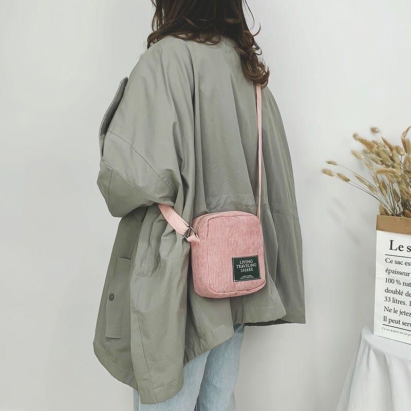 Striped Velvet Crossbody Bag Versatile & Simple - Pink