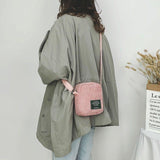Striped Velvet Crossbody Bag Versatile & Simple - Pink - Low Angle