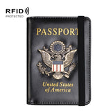 Multi Card Passport Holder Anti Magnetic Wallet - Black - Side View