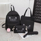 Versatile 4-piece Travel Backpack Set - Black - Front View