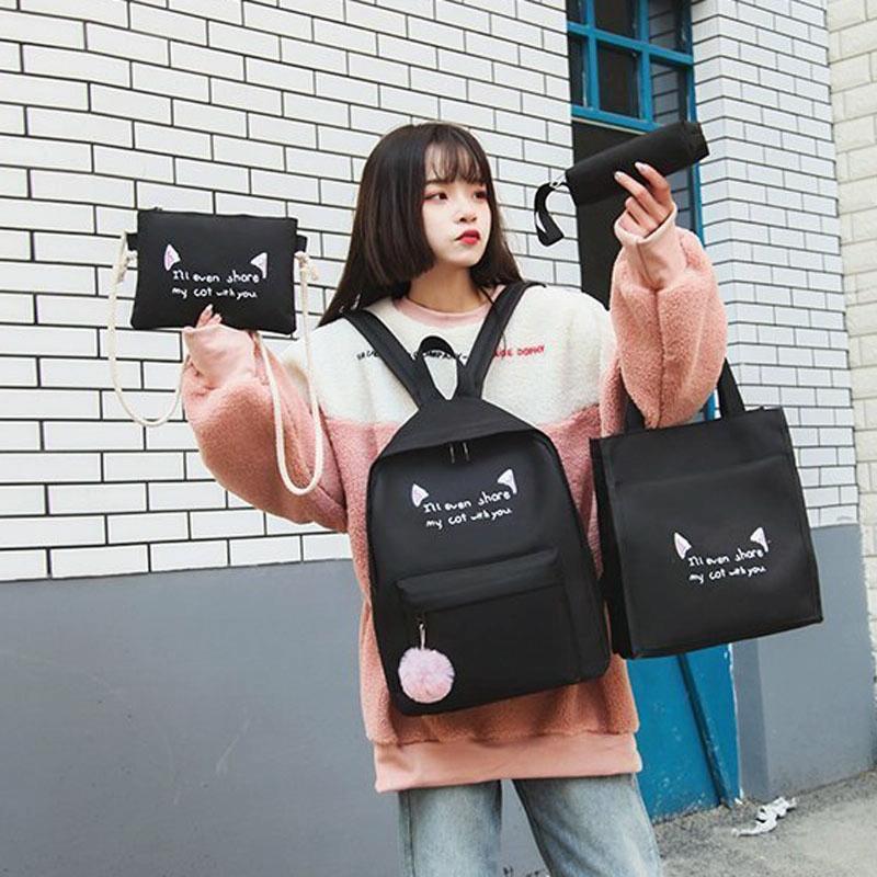 Versatile 4-piece Travel Backpack Set - Black