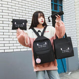 Versatile 4-piece Travel Backpack Set - Black - Side View