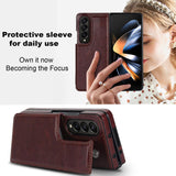 For Samsung Galaxy Z Fold4 5G Full Coverage Double Buckle Phone Case - Brown