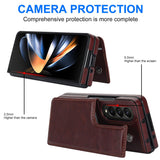 For Samsung Galaxy Z Fold4 5G Full Coverage Double Buckle Phone Case - Brown