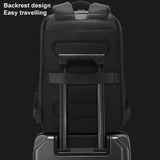 Men Commuter Laptop Backpack - Gray - Rear View