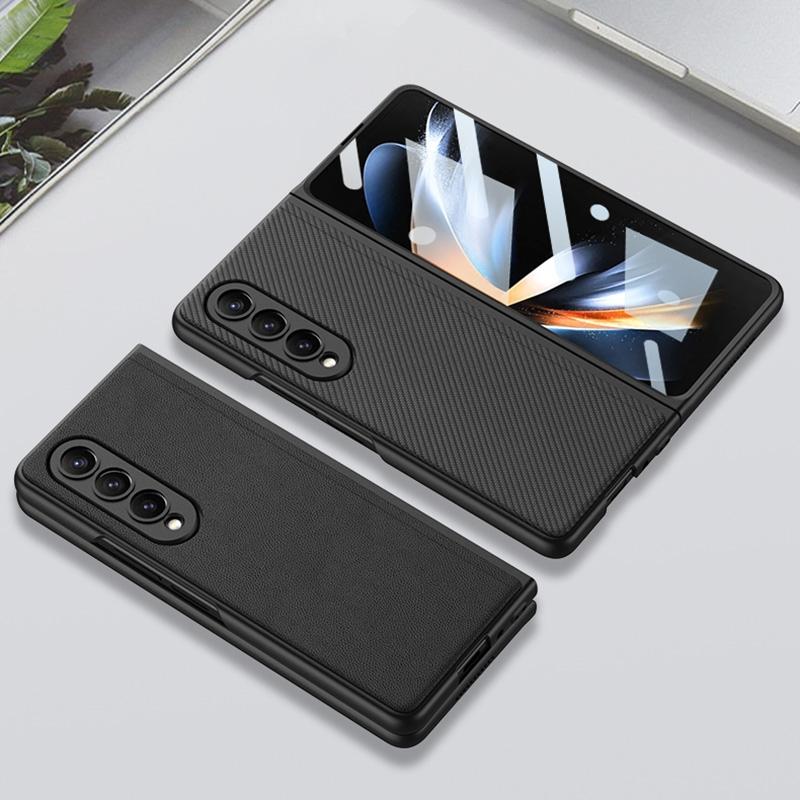 For Samsung Galaxy Z Fold4 5G Foldable Leather Case With Stand - Ultra Thin - Black