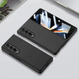 For Samsung Galaxy Z Fold4 5G Foldable Leather Case With Stand - Ultra Thin - Black - Rear View