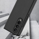 For Samsung Galaxy Z Fold4 5G Foldable Leather Case With Stand - Ultra Thin - Black - Close-Up Angle