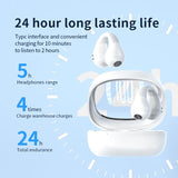 Smart Digital Display Bluetooth Earphones with Transparent Capsule Design - White
