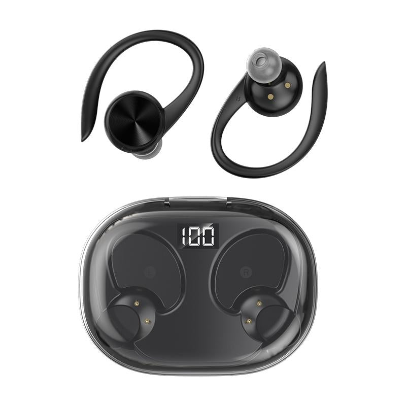 Wireless Earphones with Digital Display and Charging Case - White