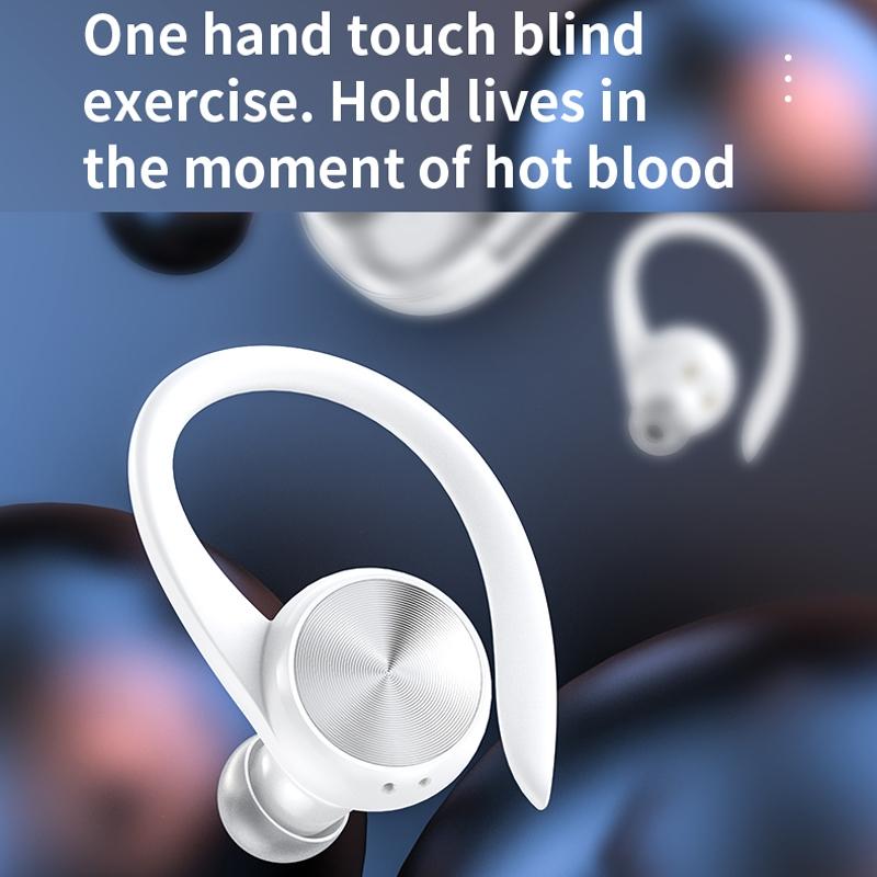 Wireless Earphones with Digital Display and Charging Case - White