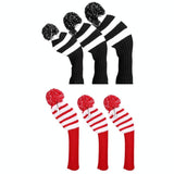 Set of 3 Knitted Golf Club Covers - Black - 45-Degree Angle