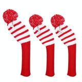 Set of 3 Knitted Golf Club Covers - Black - Rear View