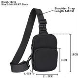 Universal Nylon Chest Bag For 5.5 Inch -7.2 Inch Phones Fashionable And Functional - Grey - Rear View