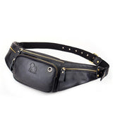 Vintage Leather Waist Bag For Men - Brown - Front View