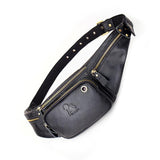 Vintage Leather Waist Bag For Men - Brown - Side View