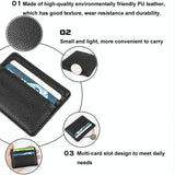 Lychee Pattern Mini Card Holder Multi Card Slots Ultra Thin Coin Purse - Black - Rear View
