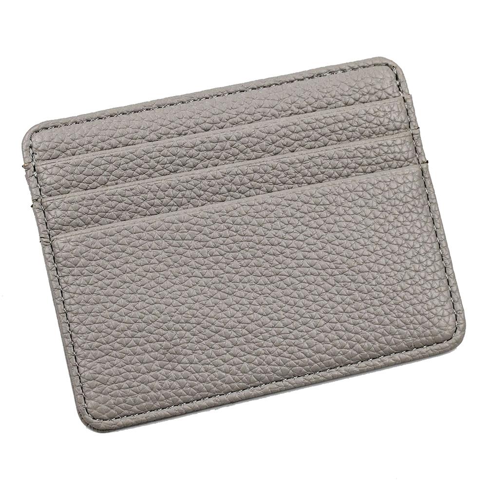 Lychee Pattern Mini Card Holder Multi Card Slots Ultra Thin Coin Purse - Black