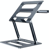 Adjustable Metal Notebook Stand - Gray Desktop Support - Front View