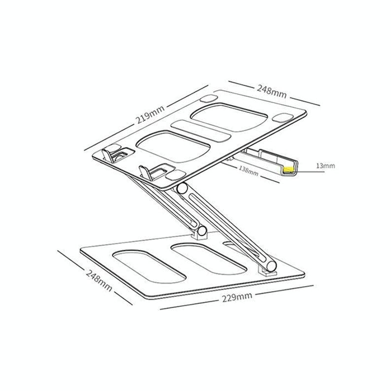 Adjustable Metal Notebook Stand - Gray Desktop Support