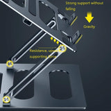 Adjustable Metal Notebook Stand - Gray Desktop Support - Close-Up Angle