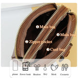 Oil Wax Leather Double Zip Crossbody Phone Bag - Black - Close-Up Angle